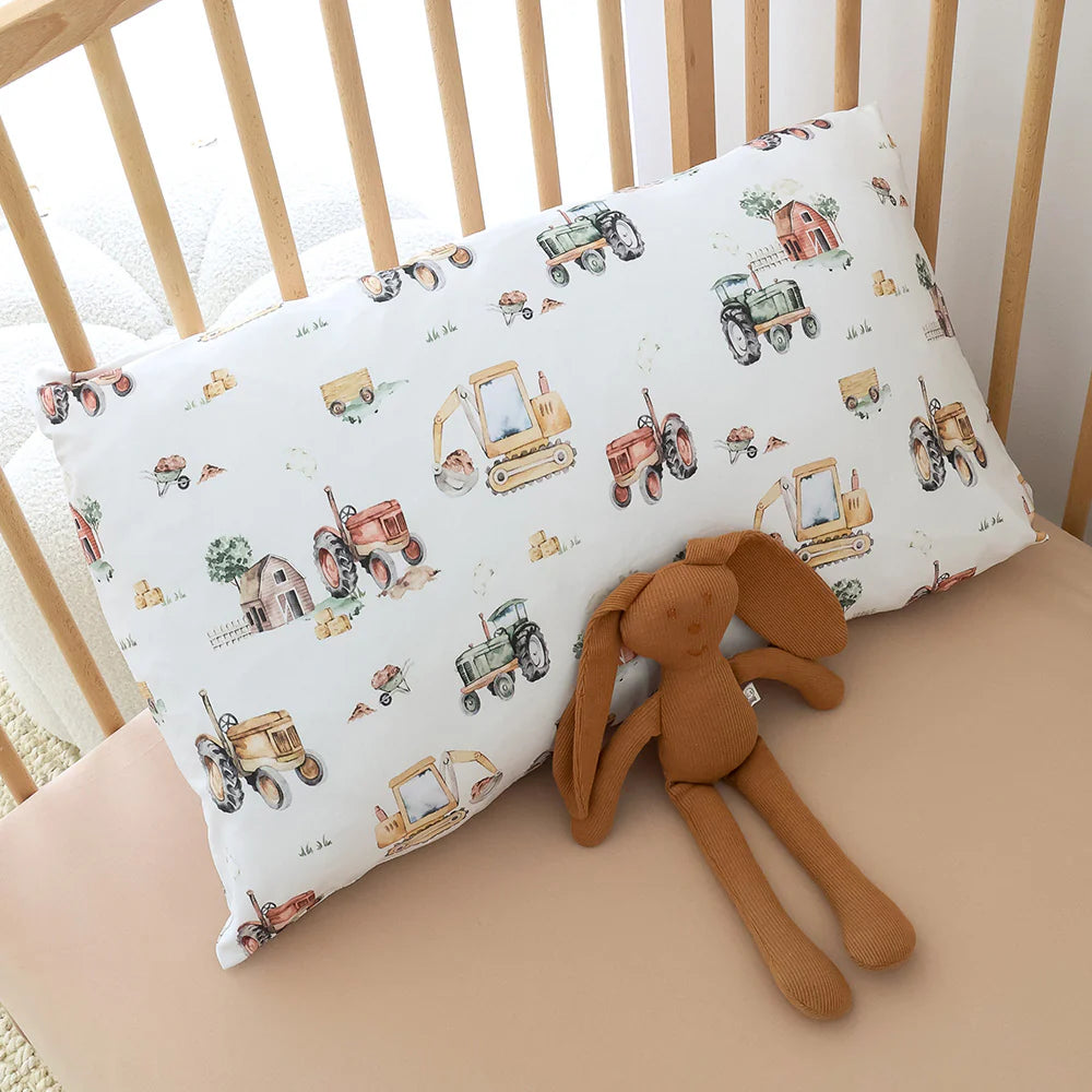 Diggers & Tractors Organic Cotton Toddler Pillowcase