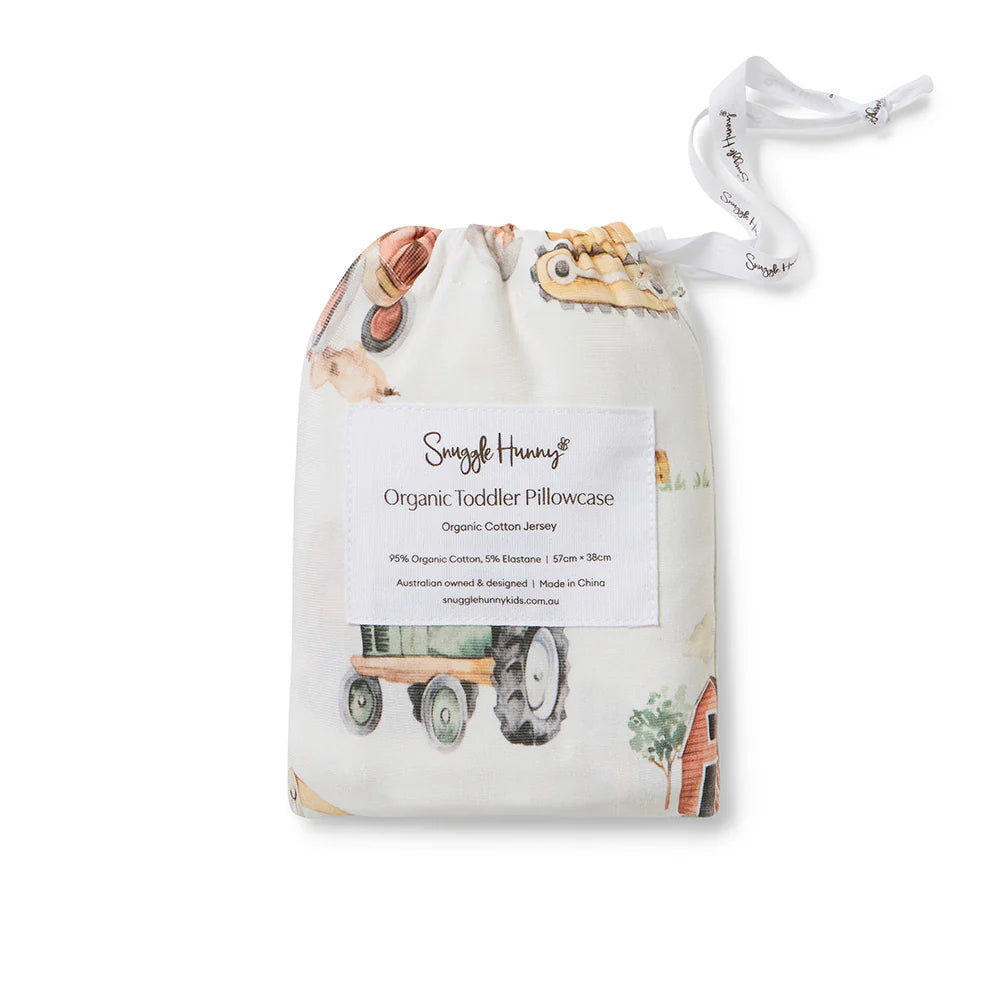 Diggers & Tractors Organic Cotton Toddler Pillowcase