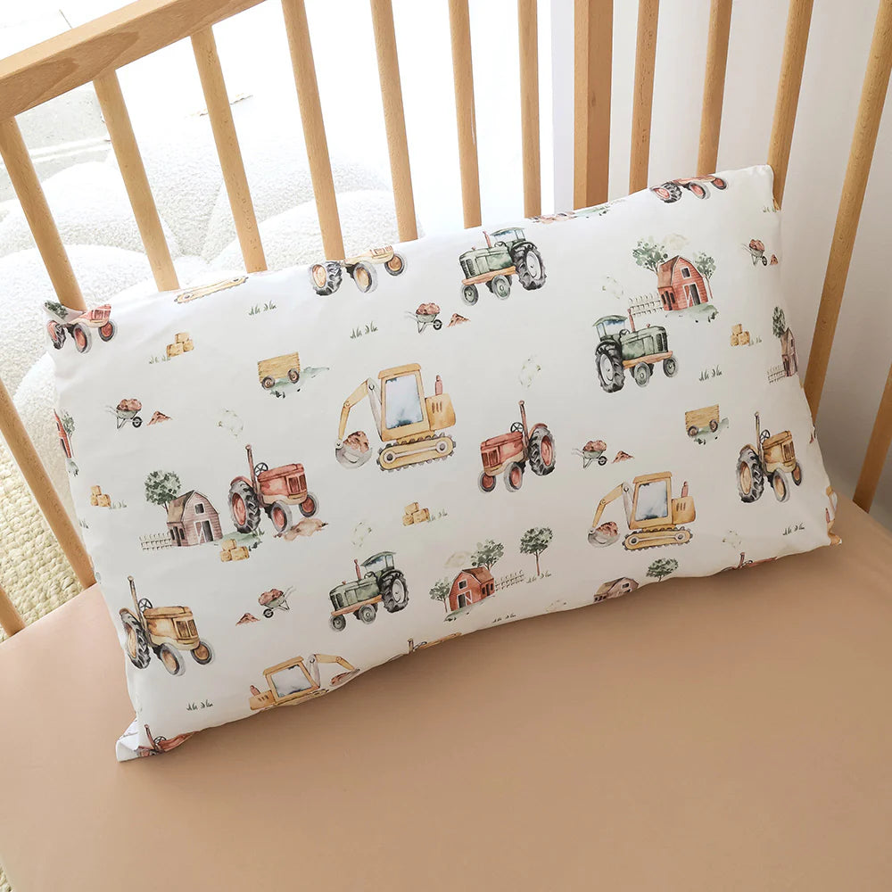 Diggers & Tractors Organic Cotton Toddler Pillowcase