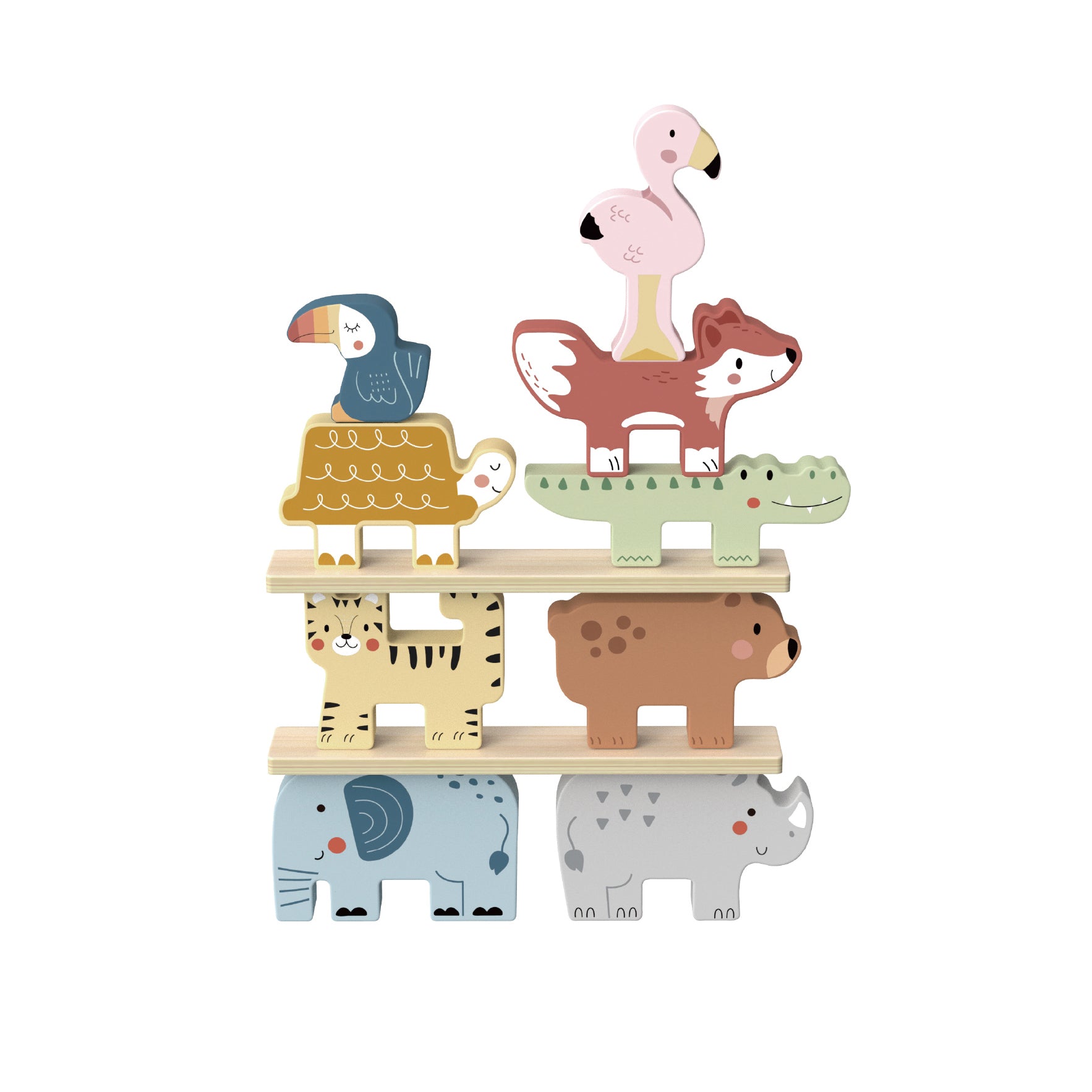 Tooky Wooden Animal Stacking Blocks Set | Educational Toy for Toddlers