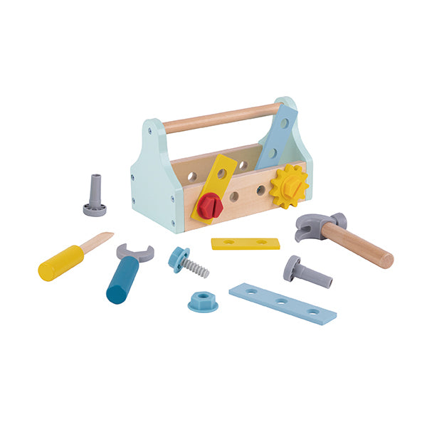 Tooky Toy Wooden Tool Box Set | Builder Playset for Kids