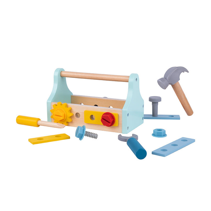 Tooky Toy Wooden Tool Box Set | Builder Playset for Kids