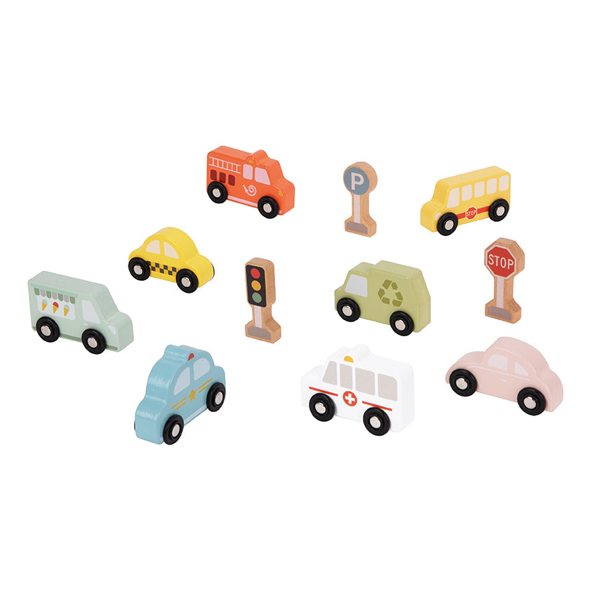 Tooky Wooden Vehicle Playset for Kids | Transportation & Road Safety Toy