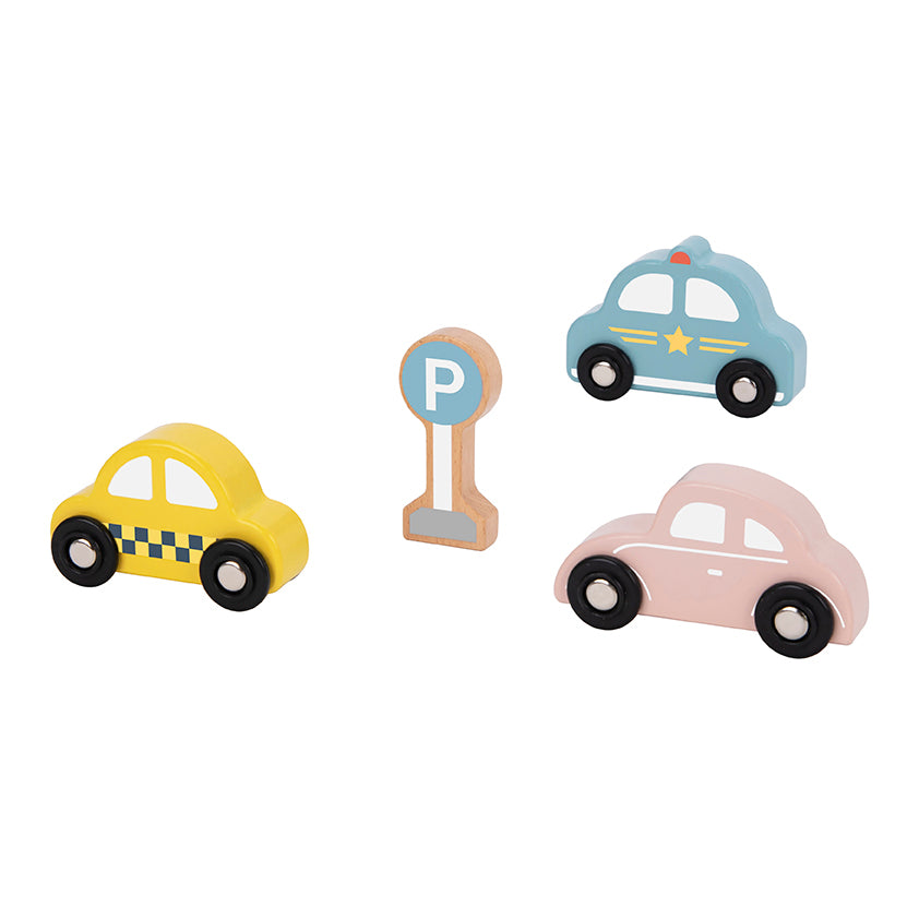 Tooky Wooden Vehicle Playset for Kids | Transportation & Road Safety Toy