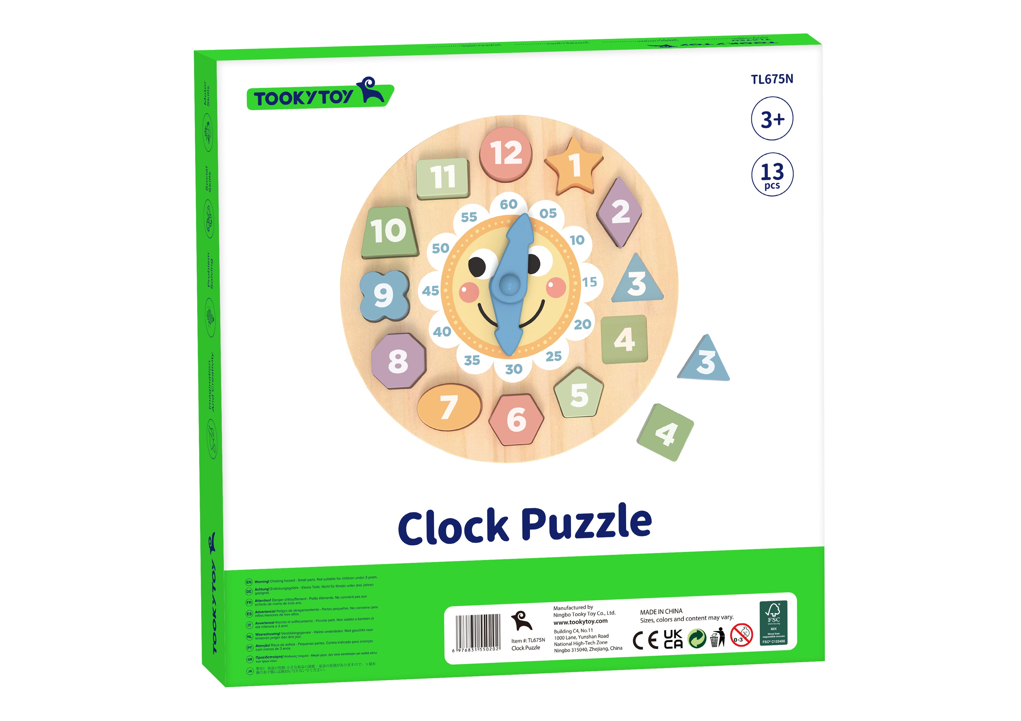 Tooky Toy Clock Wooden Puzzle Toys