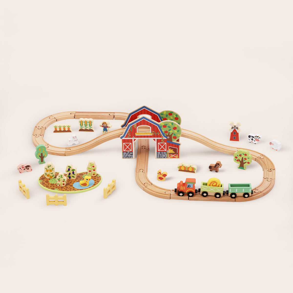 Tooky Toy Farm Train Set
