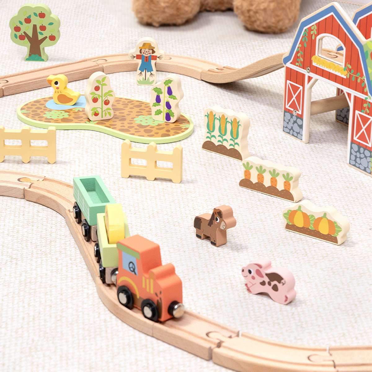 Tooky Toy Farm Train Set