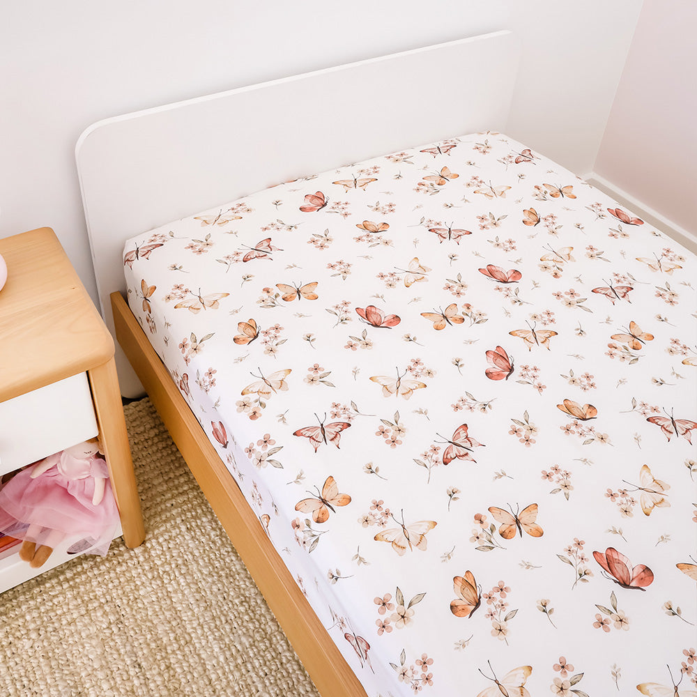 Snuggle Hunny Single Fitted Sheet - Butterfly