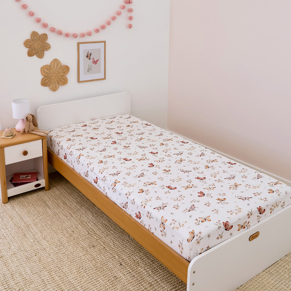 Snuggle Hunny Single Fitted Sheet - Butterfly