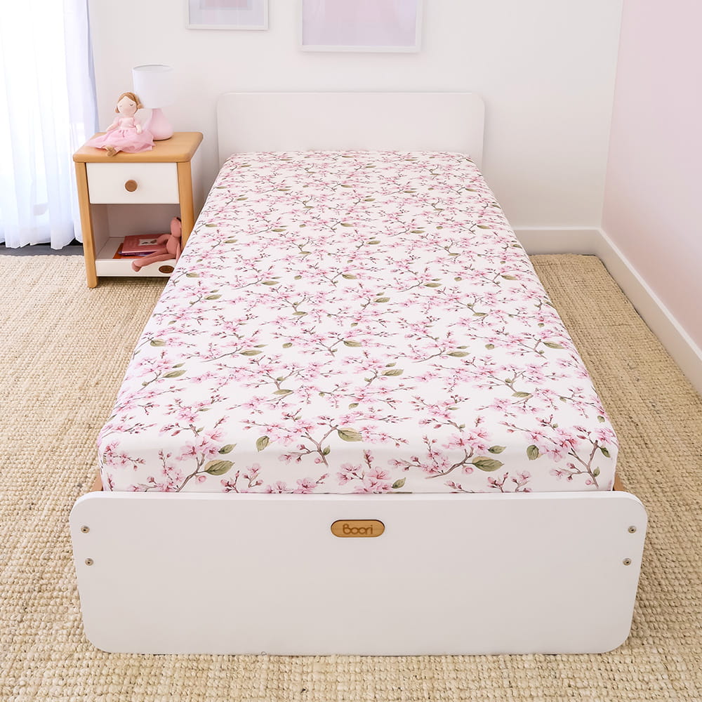 Snuggle Hunny King Single Fitted Sheet - Cherry Blossom