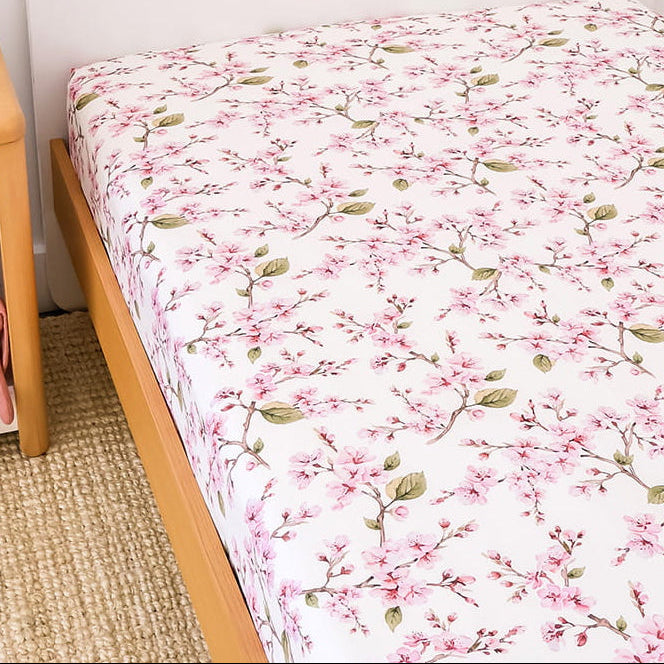 Snuggle Hunny Double Fitted Sheet - Cherry Blossom