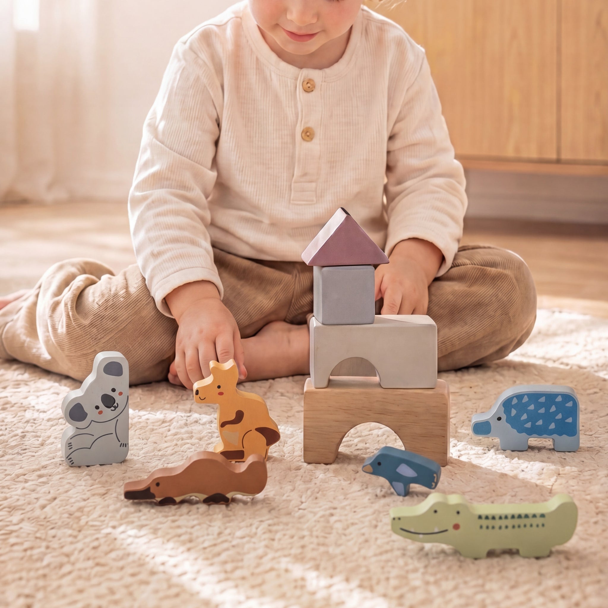 Aussie Animal Stacking Blocks - Coloured