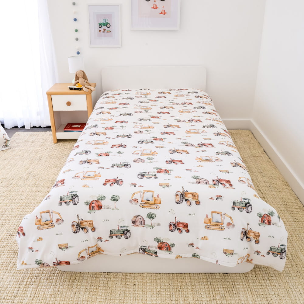 Snuggle Hunny Double Quilt Cover - Diggers & Tractors