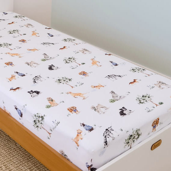 Snuggle Hunny Double Fitted Sheet - Dog Park