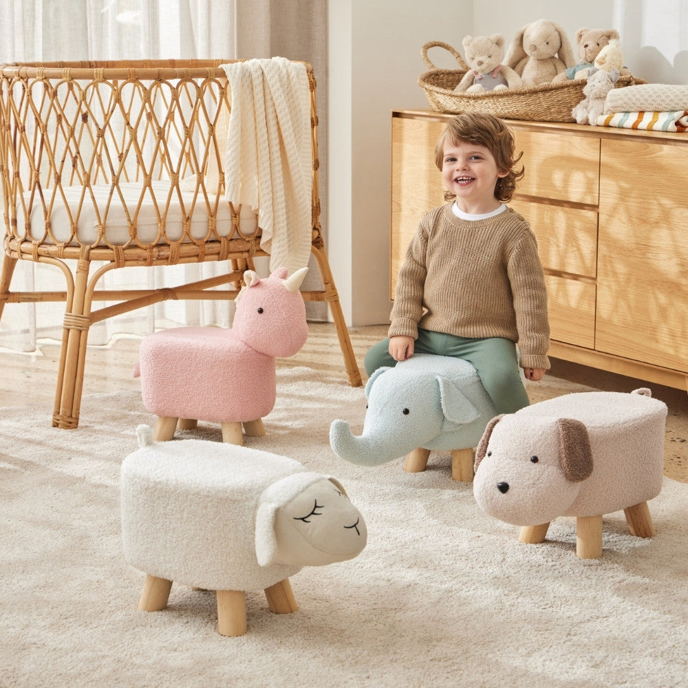 Jiggle & Giggle Puppy Bouclé Kids Stool