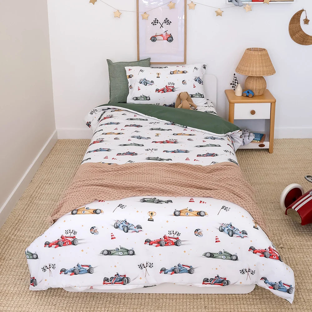 Little Racers Organic Cotton Double Quilt Cover