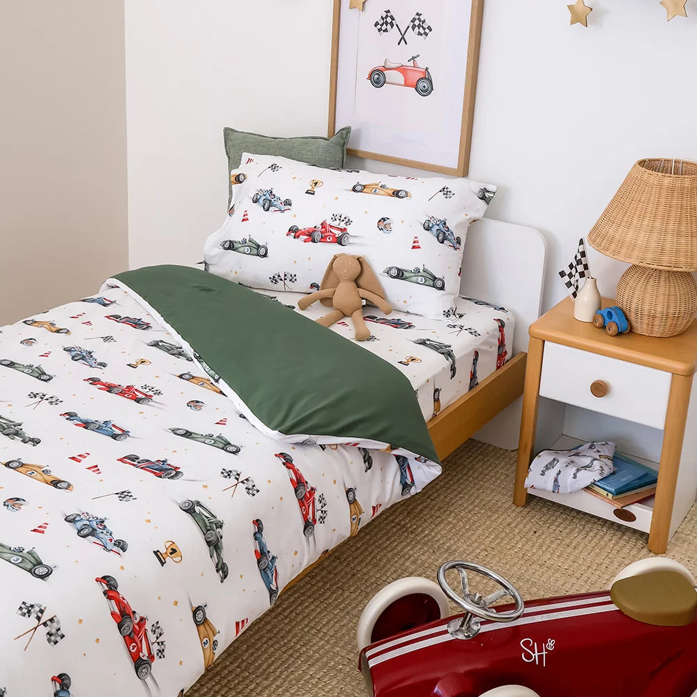 Little Racers Organic Cotton Double Quilt Cover