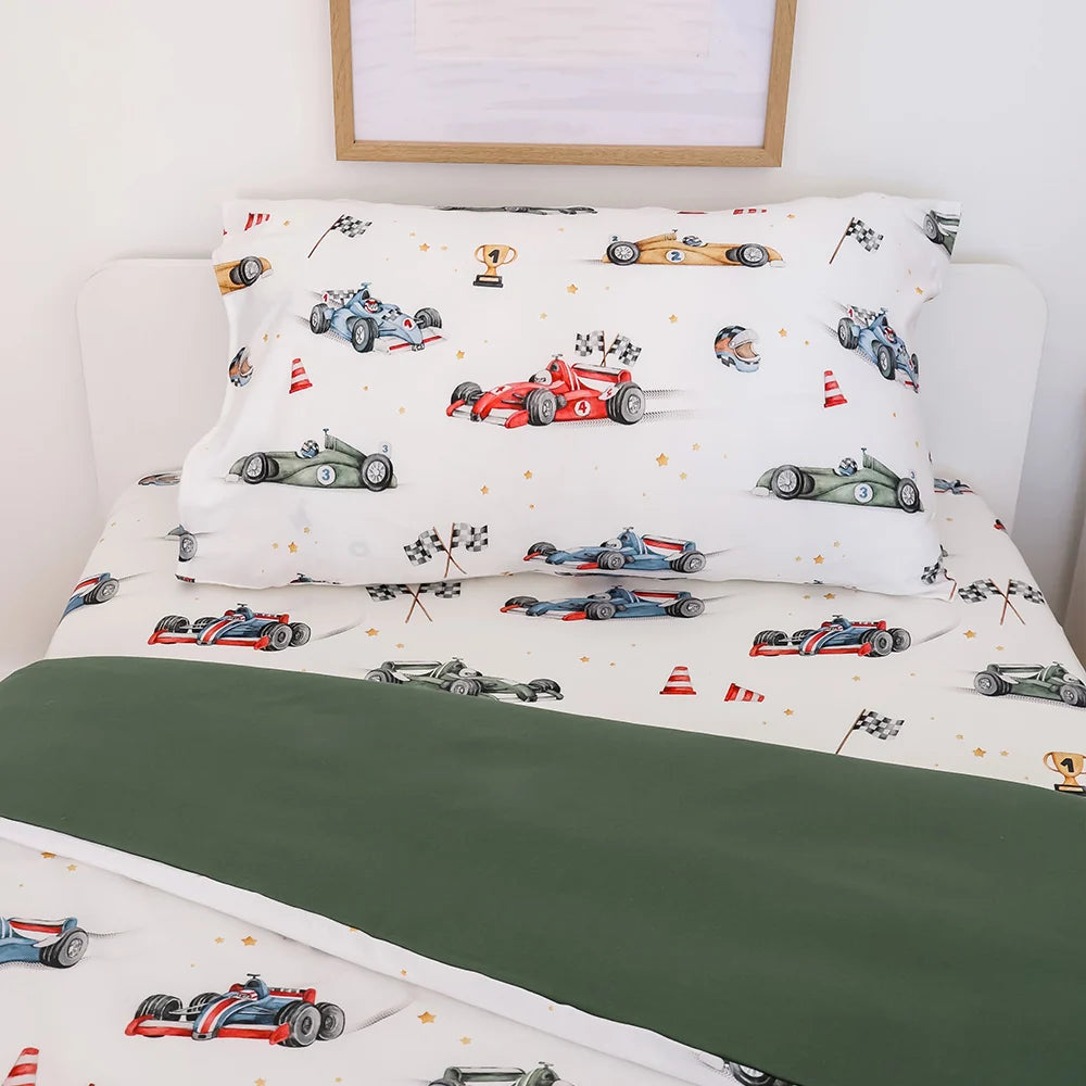 Little Racers Organic Cotton Single Pillowcase 72 x 44cm