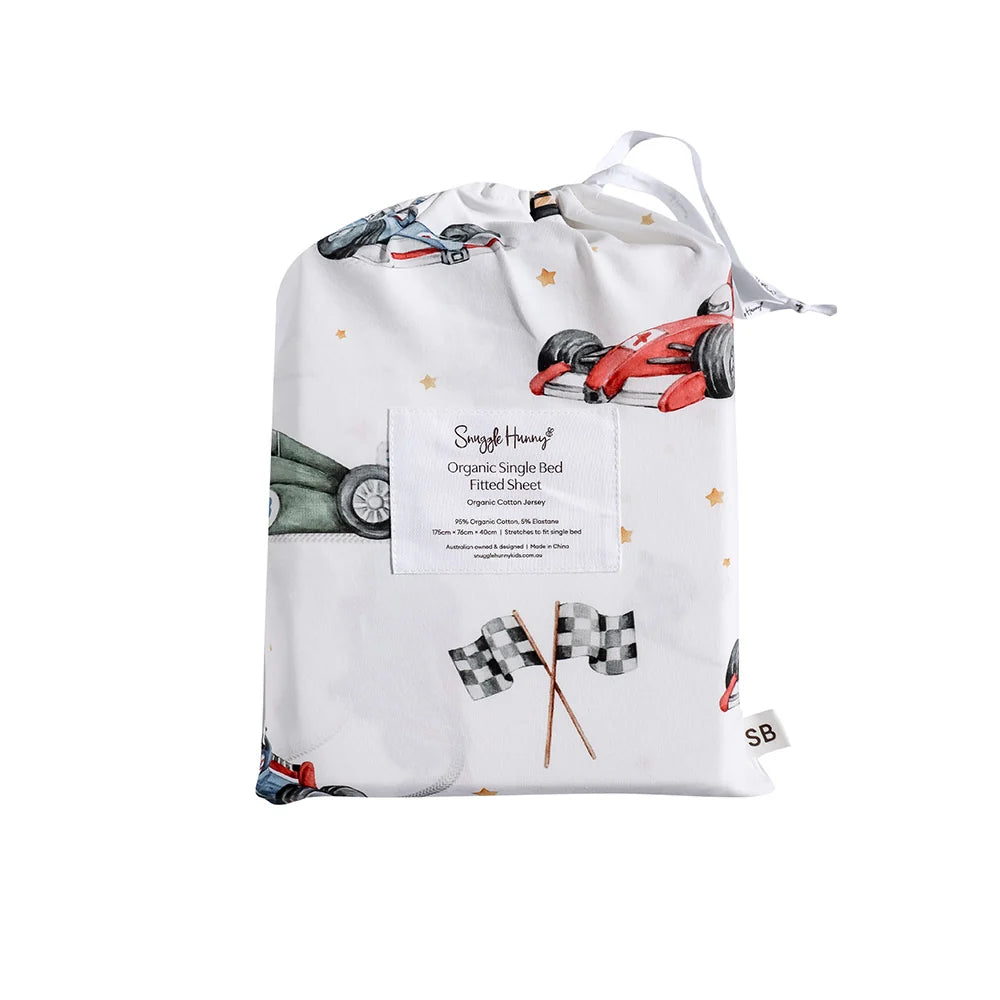Little Racers Organic Cotton King Single Fitted Sheet