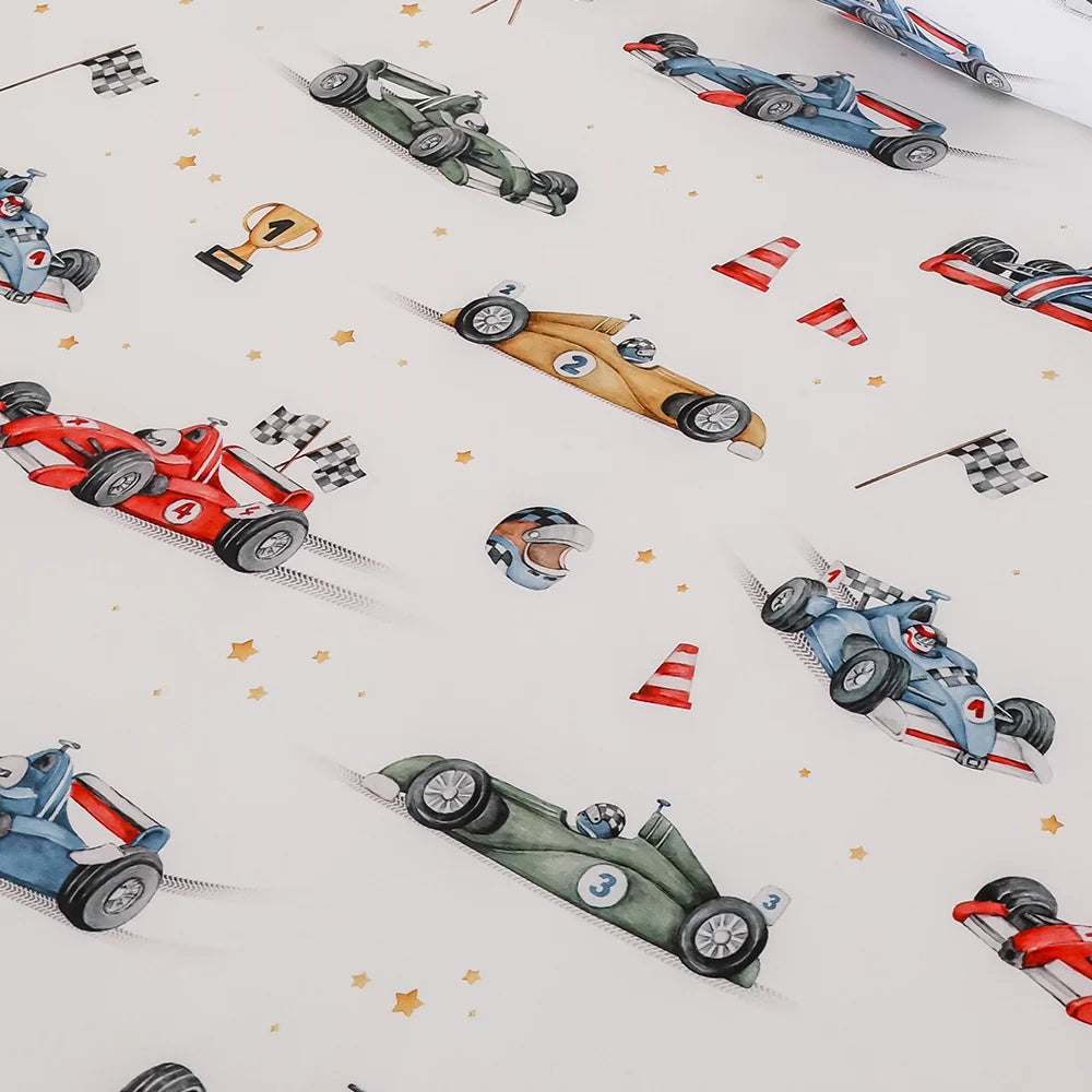 Little Racers Organic Cotton King Single Fitted Sheet