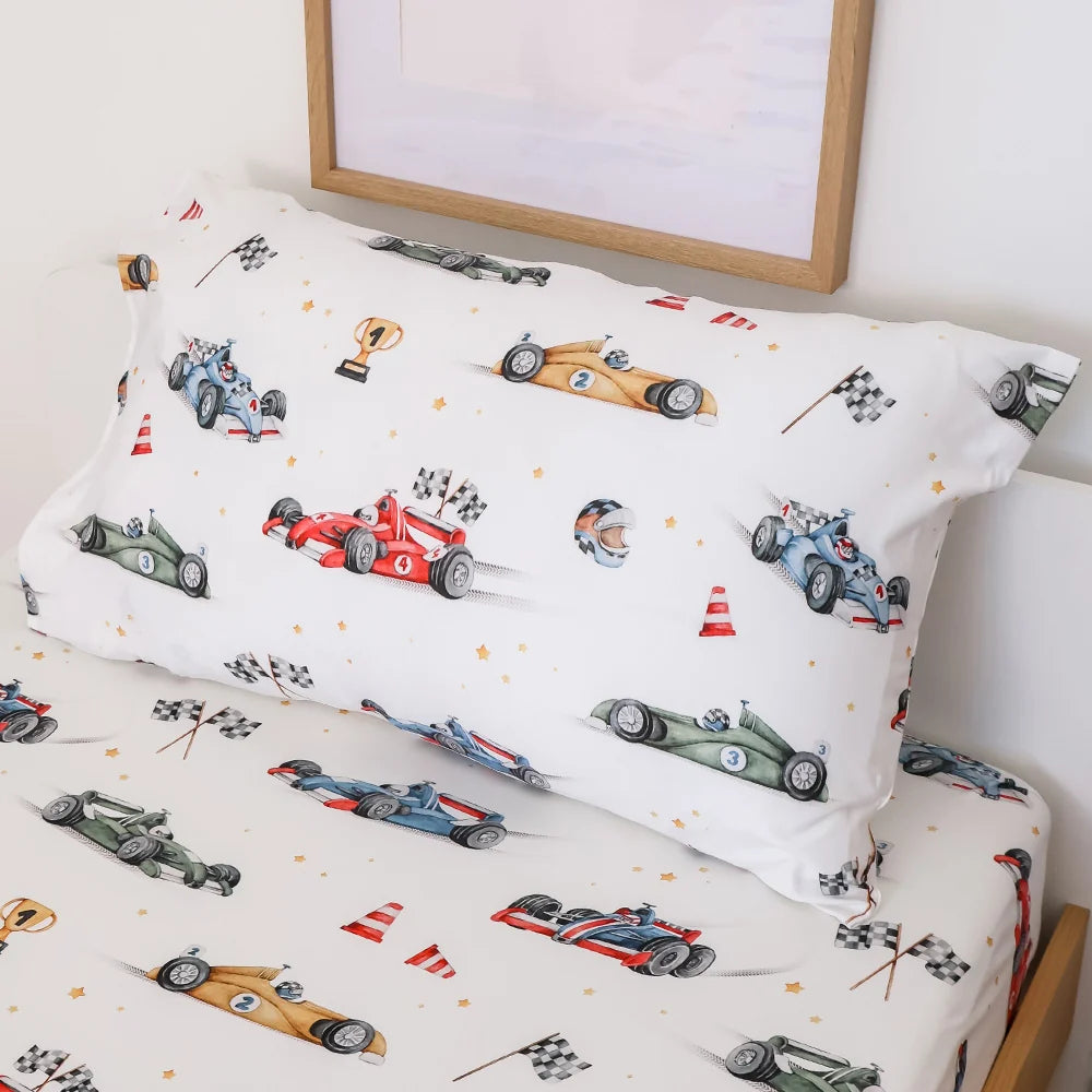 Little Racers Organic Cotton Single Pillowcase 72 x 44cm