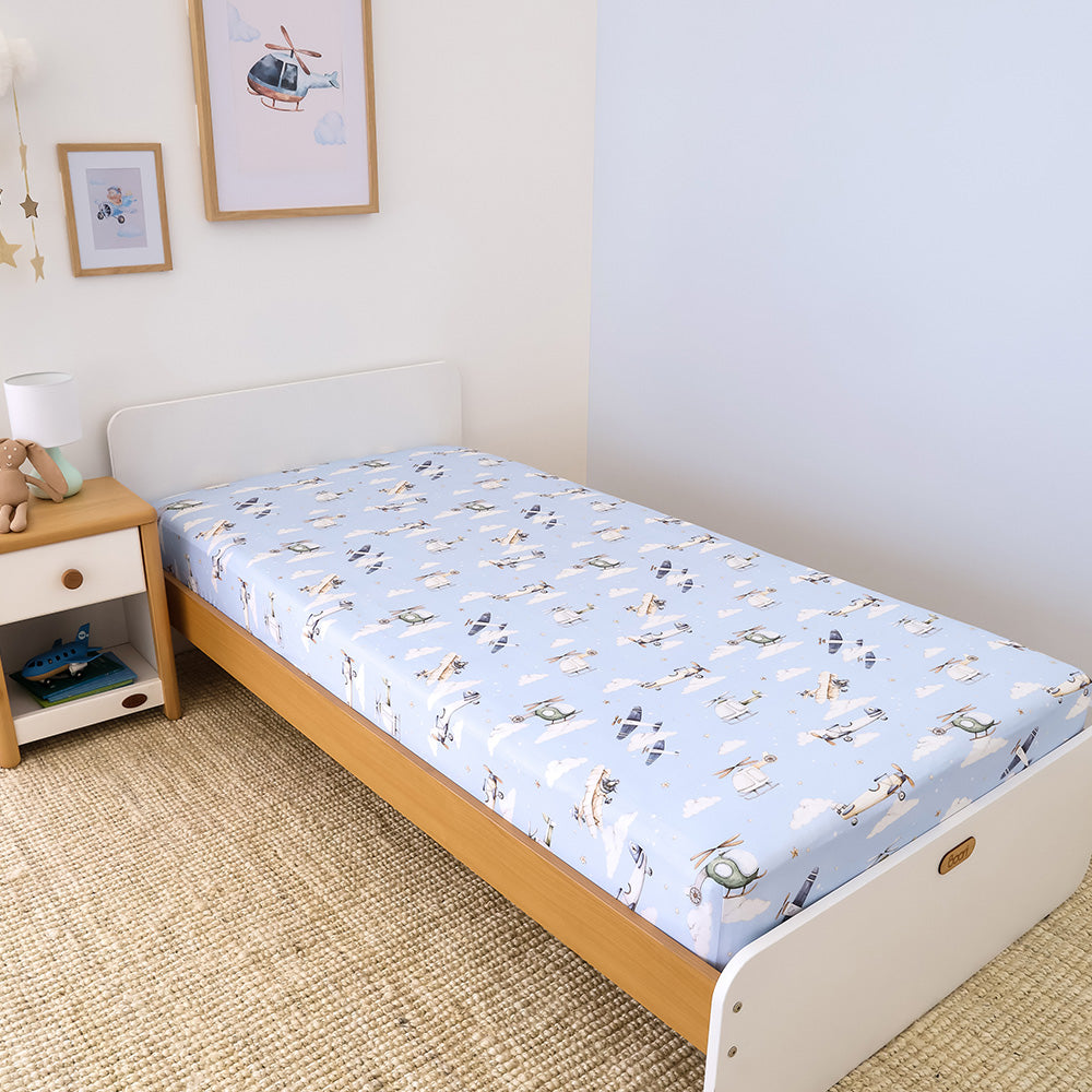 Snuggle Hunny Single Fitted Sheet - Taking Flight